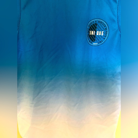 River Island Boys Blue Fade 'Unique' Logo Tank Top - Picture 3 of 3